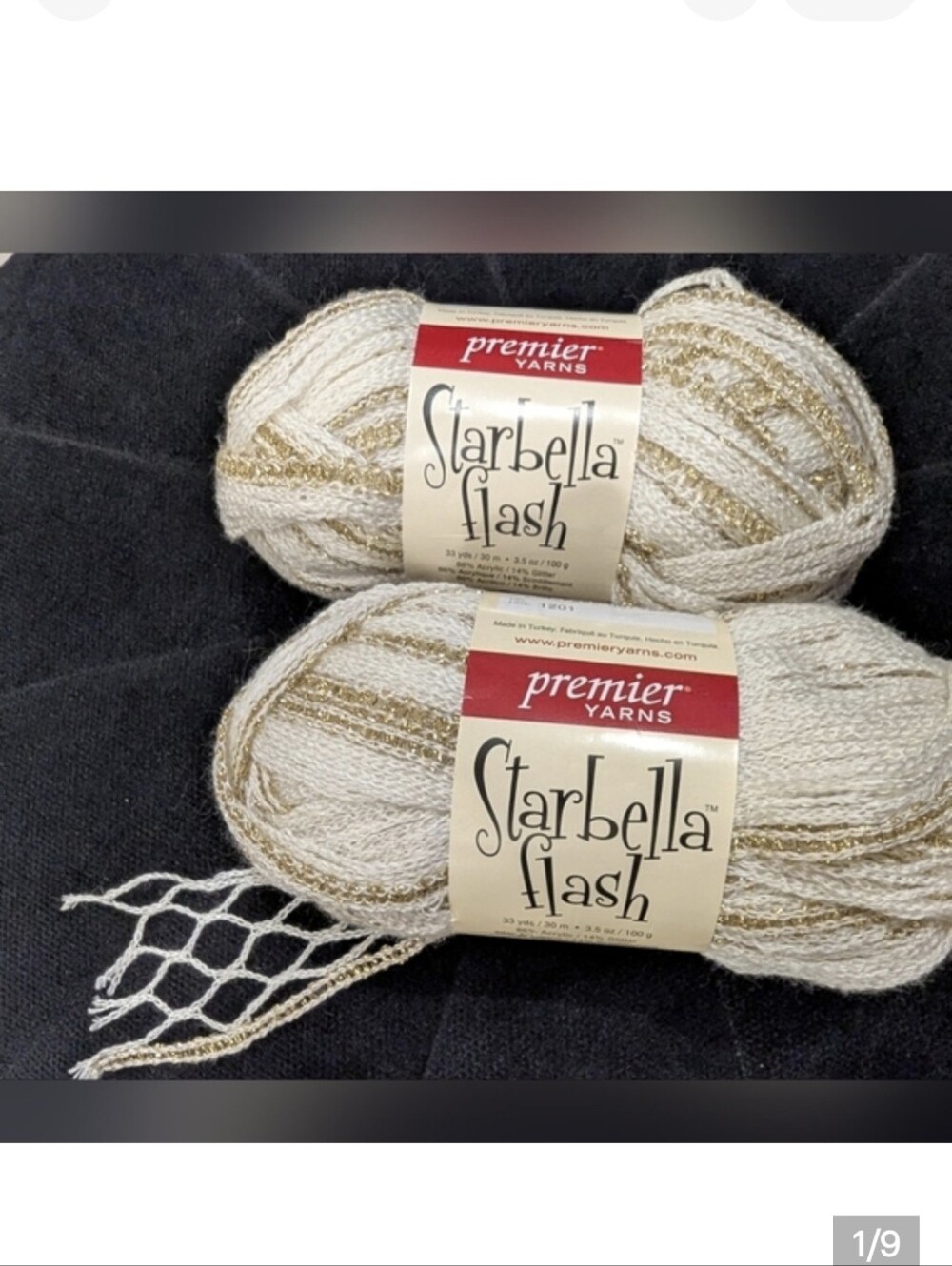 Premier Yarns Starbella Flash Yarn in Cream and Gold 2x 100g Skiens
